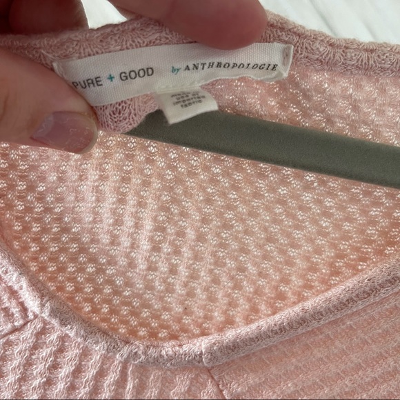 Pure+Good Anthropologie Light Pink Waffle Knit Top - Picture 4 of 6